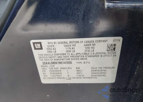2017 GMC Terrain Sle-1 from USA, damaged, VIN 2GKALMEK7H6141605